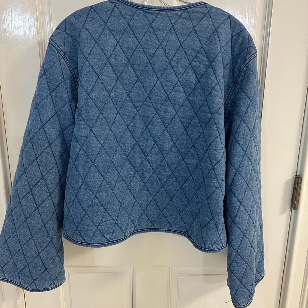 Kate Spade Blue Quilted Denim Jacket - Picture 3 of 4